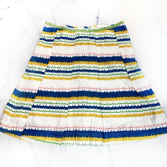 Fossil Scalloped Striped White Blue Pink Skirt - Picture 2 of 8